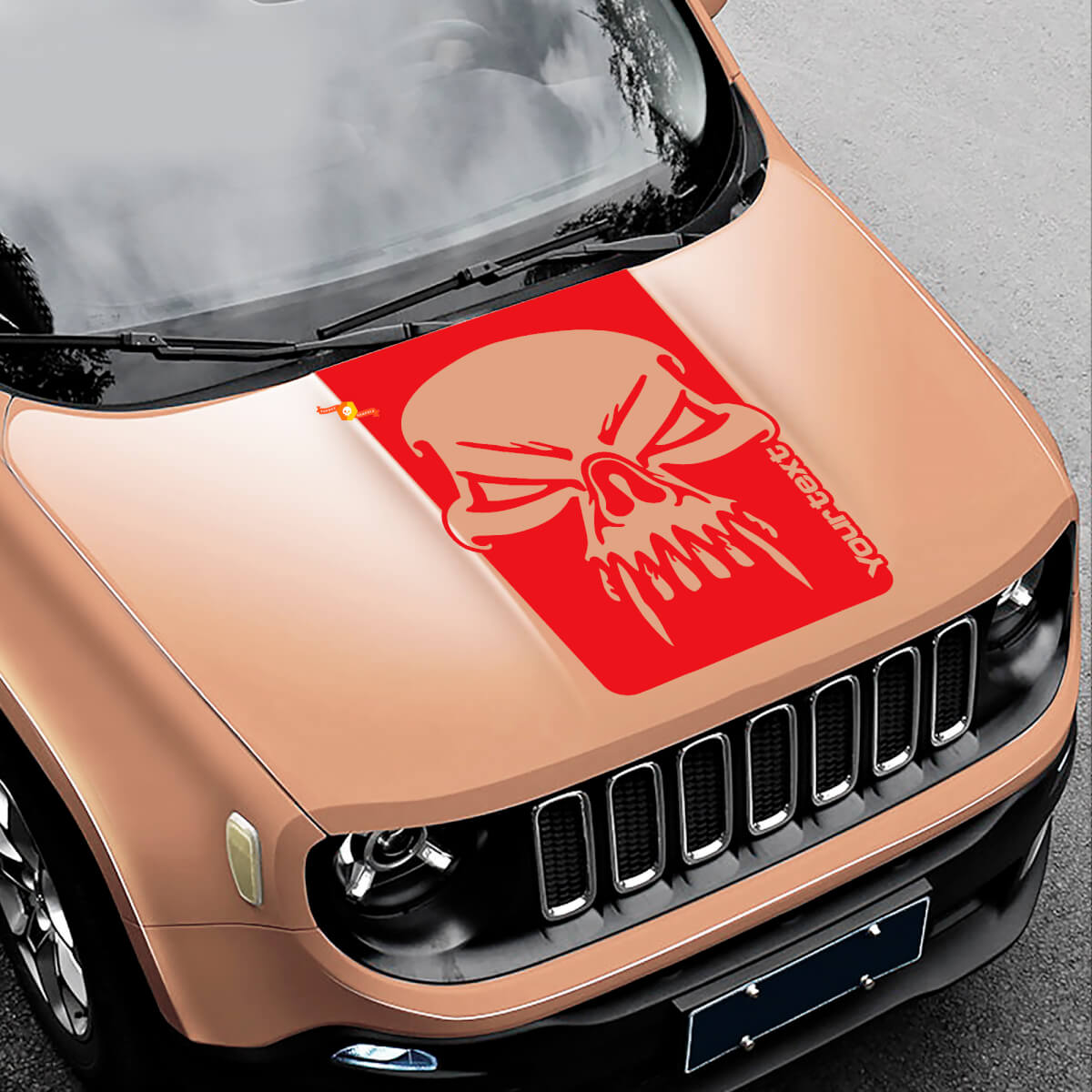 Skull Grunge Grafisch Motief Motorkap Vinyl Decal Sticker Zijde voor Jeep Renegade