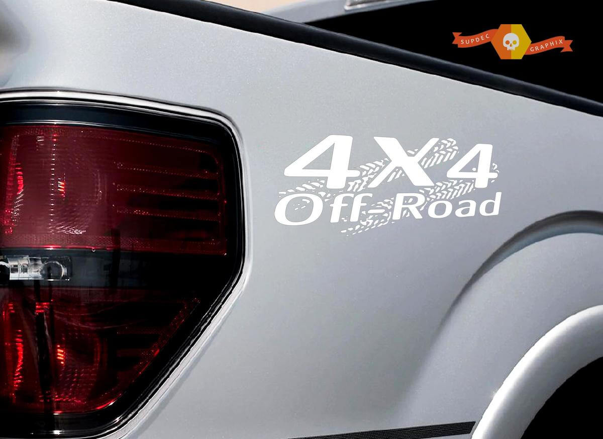 4 x 4 OFF ROAD band Track sticker Sticker Truck TRD Tacoma Jeep Dodge Chevy Musclecar Wht