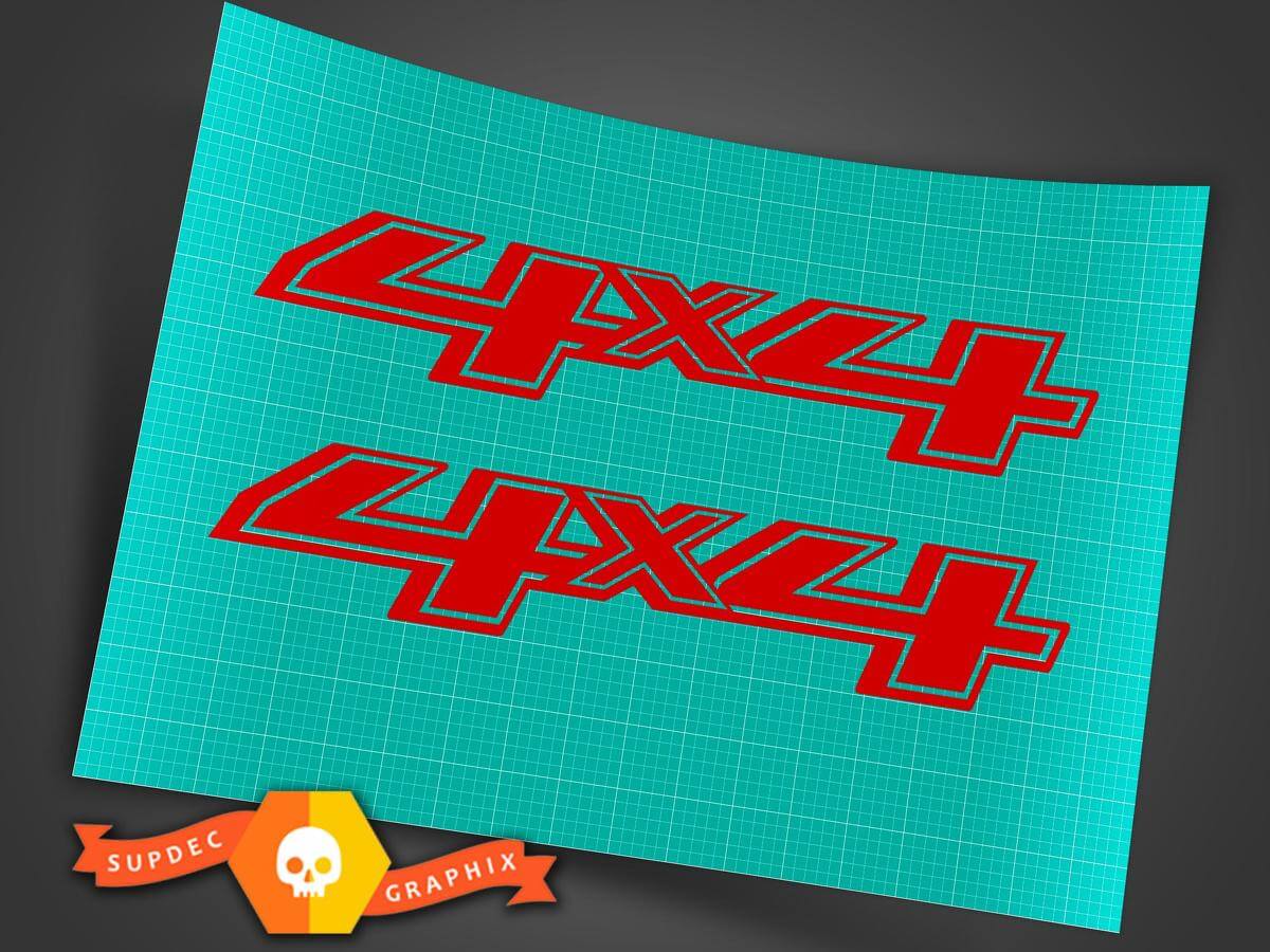 Rood 4x4 4WD Logo Vinyl Sticker voor Musclecar Truck