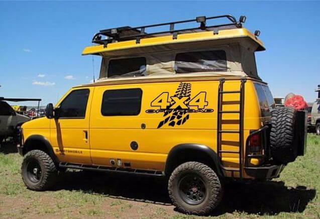 Offroad 4x4 Bandenprofiel Zij Vinyl Decal Kit voor SUV Truck Busje RV Aanhanger