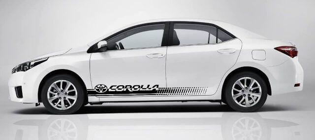 Branded Ruiten Zijstrepen Vinyl Stickers Set voor Toyota Corolla