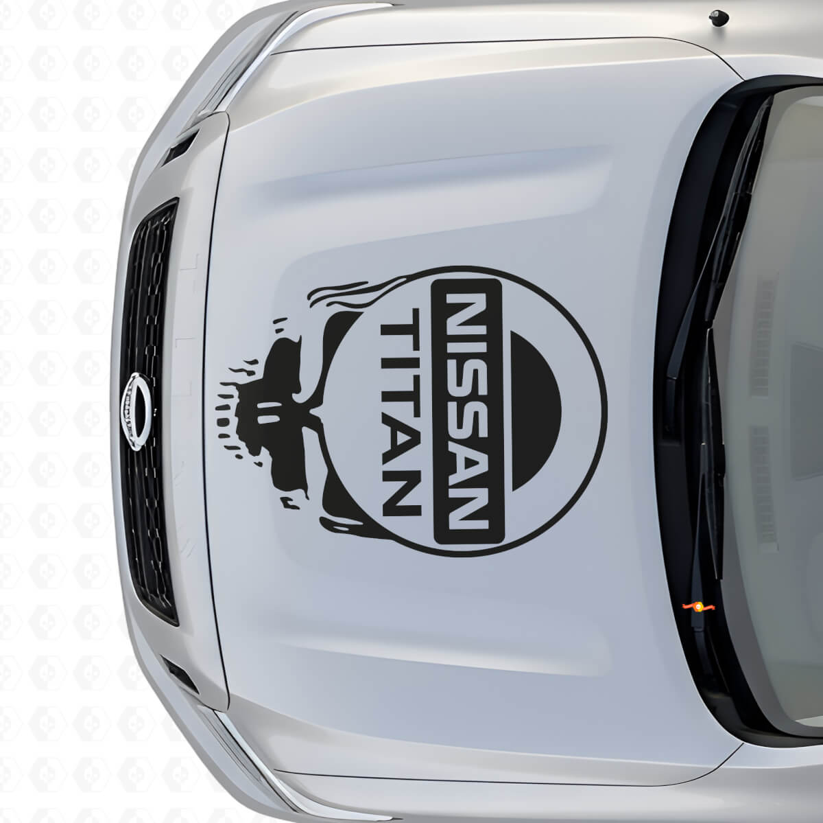Merklogo Skull Style Capuchon Vinyl Sticker voor Nissan Titan