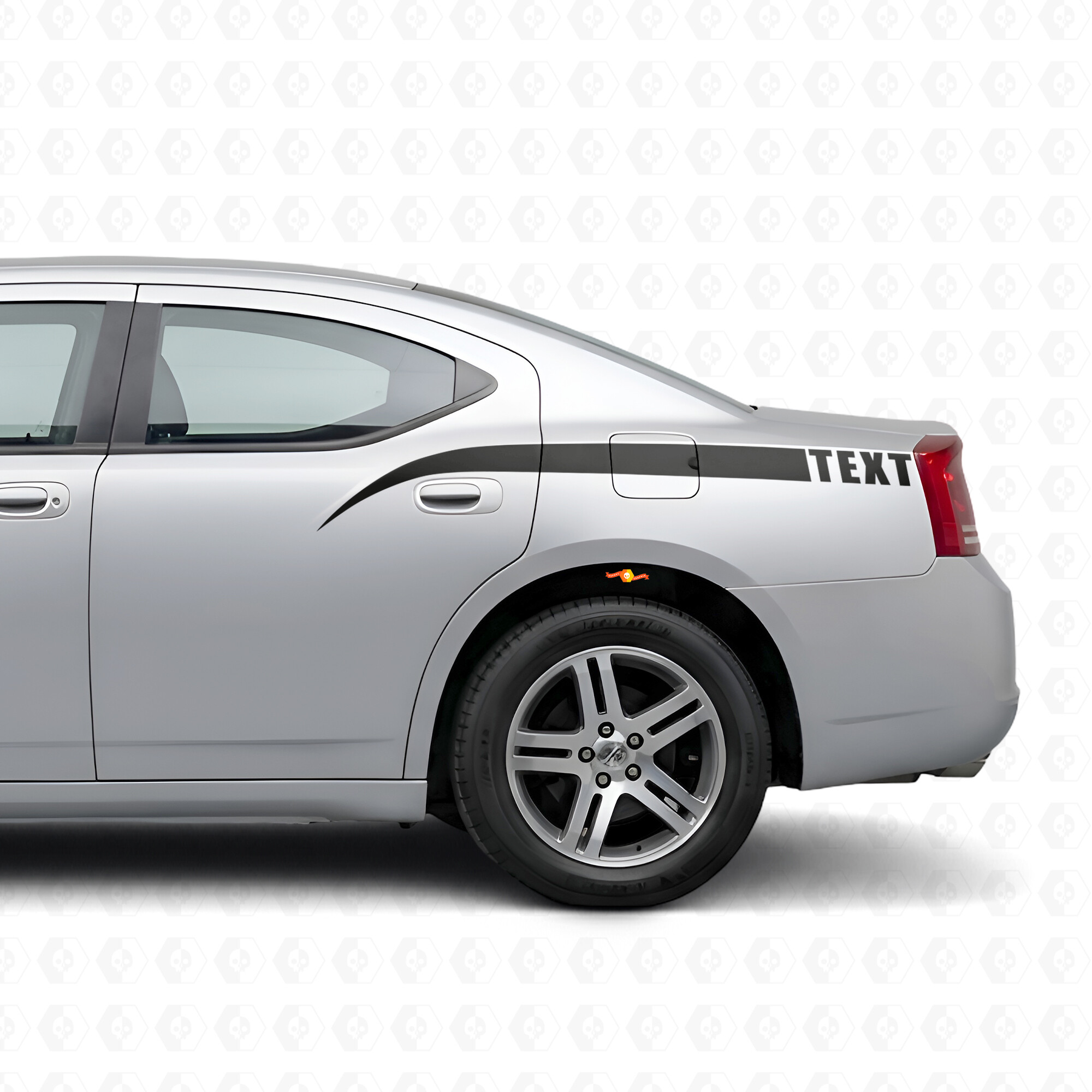 Gebogen accenten strepen & aangepaste tekst zij vinyl decal sticker voor Dodge Charger 2006-2010