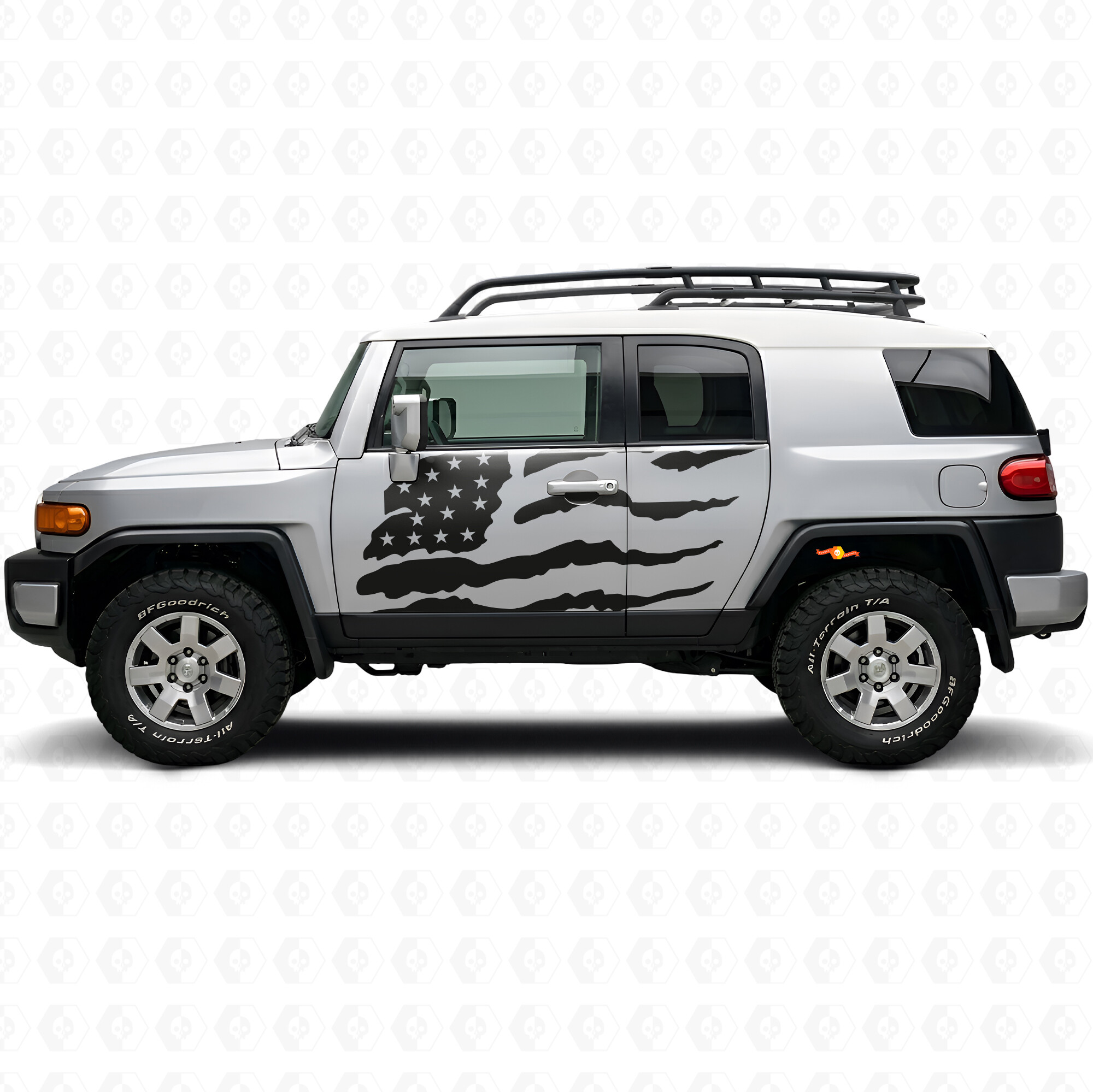 Versleten Amerikaanse Vlag Zijdeur Vinyl Decal Sticker voor Toyota FJ Cruiser