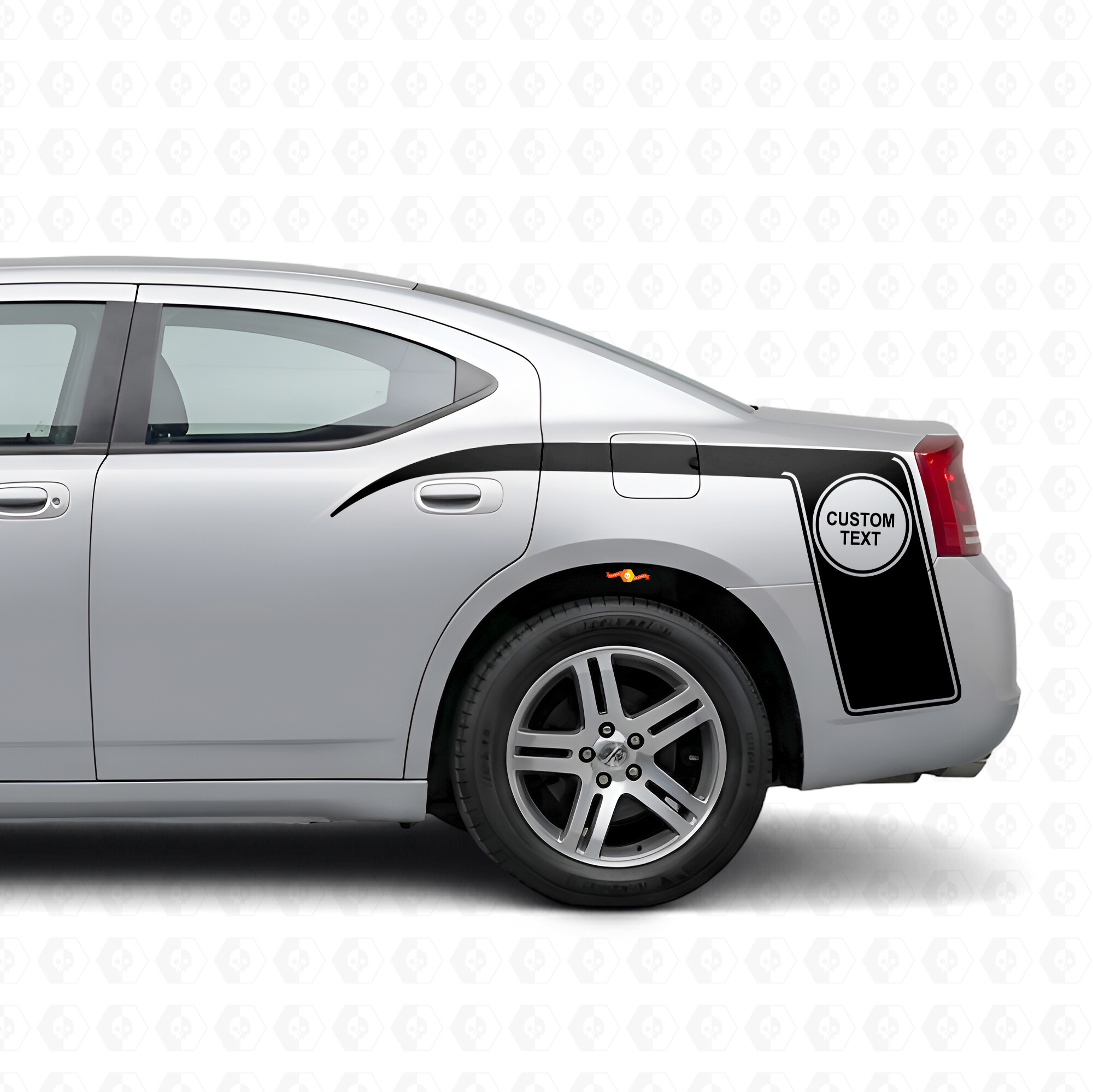 Aangepaste tekst & klauwstijl strepen portiervinylsticker voor Dodge Charger 2006-2010