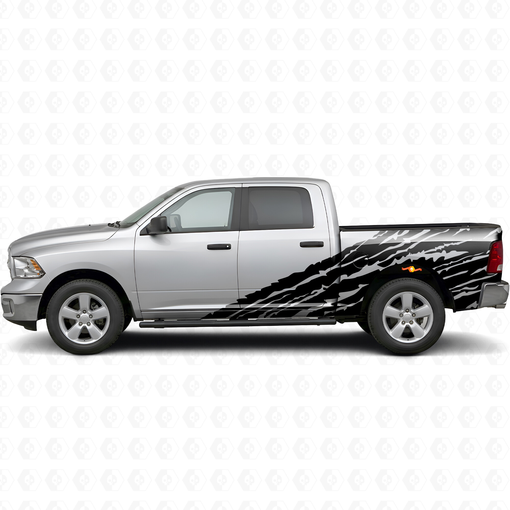 Vinylsticker zijpaneel in verweerde stijl voor Dodge Ram 2500