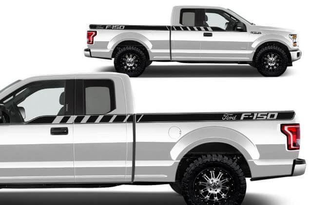 Bovenste Achterzijde Bak Zijstrepen Vinyl Decals Kit voor Musclecar Truck 2015-2017