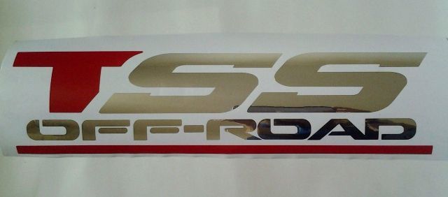 TOYOTA TSS OFF ROAD DECALS STICKERS, rood en chroom zilver (SET)