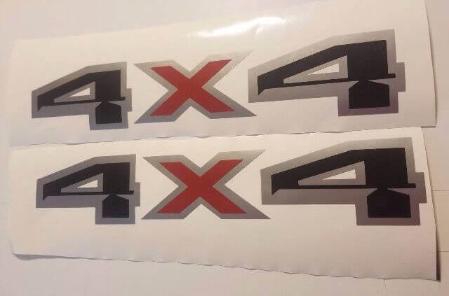 4x4 stickerstickers zwart plat grijs en rood silverado chevy ford f150 f250 (SET)
