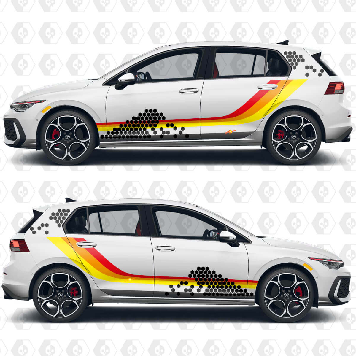 Honeycomb Heritage Zijstripes Vinyl Decals Kit voor VW Volkswagen Golf
