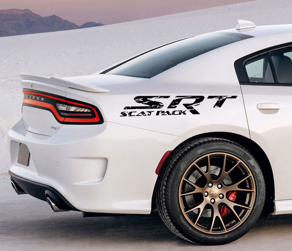 SRT Scat Pack vervaagde stijl zijkant vinylstickers voor Dodge Charger Challenger