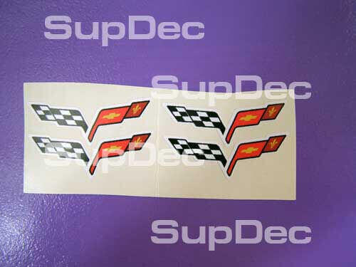 Vinylstickers van gekruiste vlaggen voor wieldop Chevrolet Corvette C6