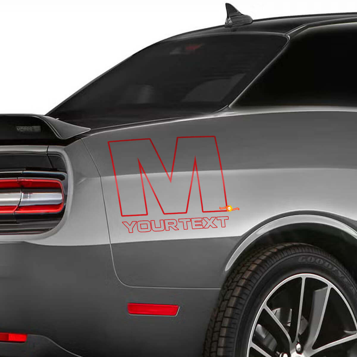 Mopar M-logo vinylsticker voor achterzijde van Dodge Challenger
