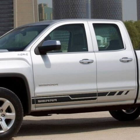 Sierra Lettering Geometrische Zijdeurpaneel Strepen Sticker Decal Graphics voor GMC Sierra