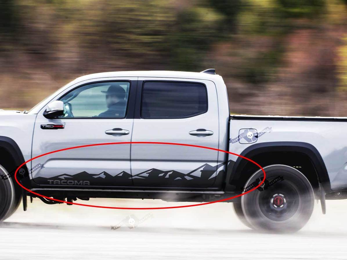 Mountain Style Rockerpaneel Vinyl Decal Kit voor Toyota Tacoma 2004-21