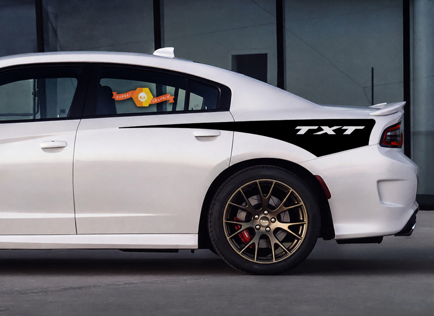 TXT Quarter Stripe Zij vinyl decal sticker voor Dodge Charger 2015-2020