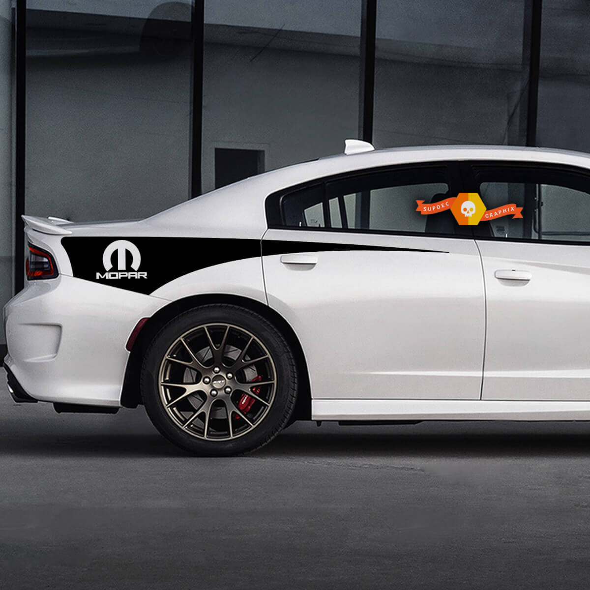Dodge Charger MOPAR achterste kwart zijstreep 2015 2016 2017 Hemi SRT RT