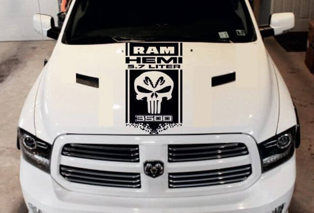 DODGE RAM HEMI 5.7L 3500 2500 1500 1xHOOD DECAL grafisch vinyl sticker sticker logo