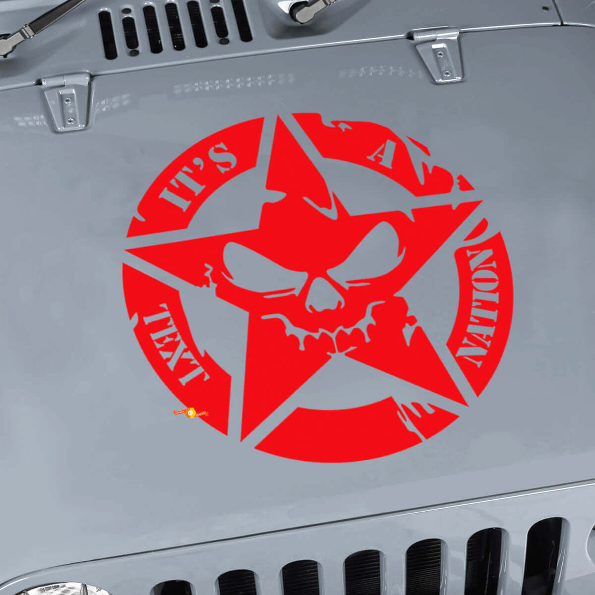 Aangepaste tekst militaire ster schedel motorkap sticker voor Jeep Wrangler
