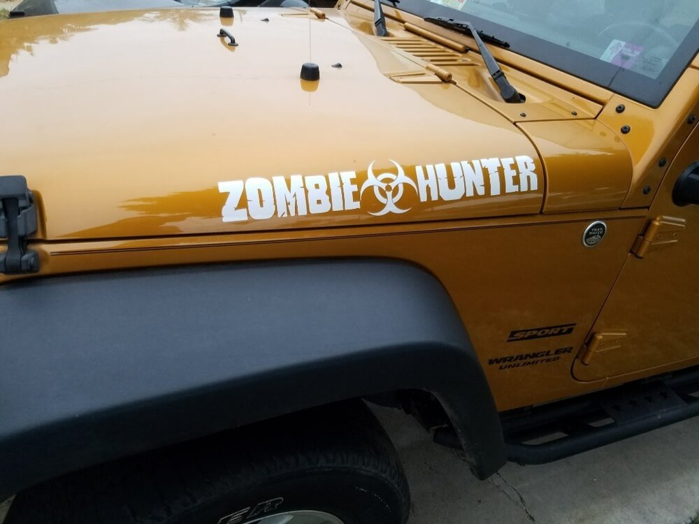 2X ZOMBIE HUNTER EDITION voor JEEP Wrangler CJ TJ YJ JK Hood Vinyl Sticker Sticker