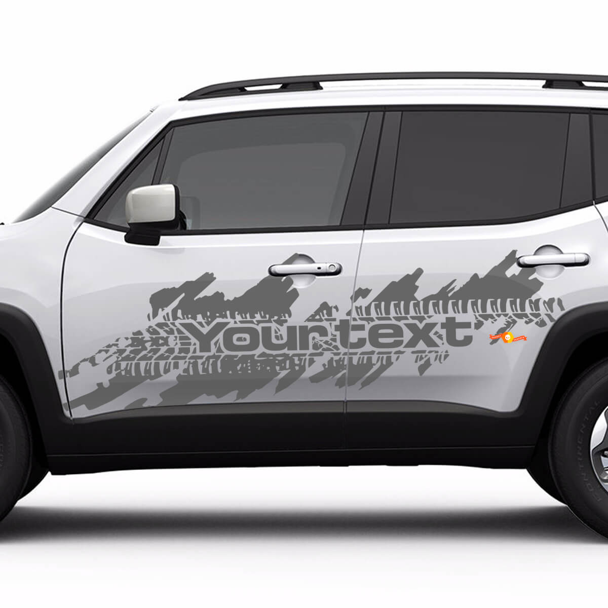 Aangepaste tekst bandensporen zijkant spatgrafiek vinyl decal sticker voor Jeep Renegade