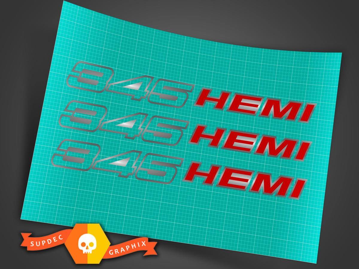 345 HEMI 5.7L Motorkapstickers Set voor Dodge Challenger Charger