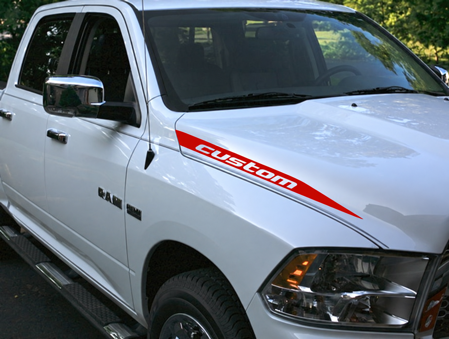 Aangepaste Edge Stripe Paar Motorkap Vinyl Decal Sticker voor Dodge Ram 1500