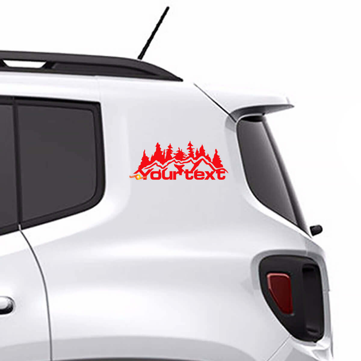 Aangepaste Tekst Bergen Bos Vinyl Decal Sticker Grafiek 2 voor Jeep Renegade