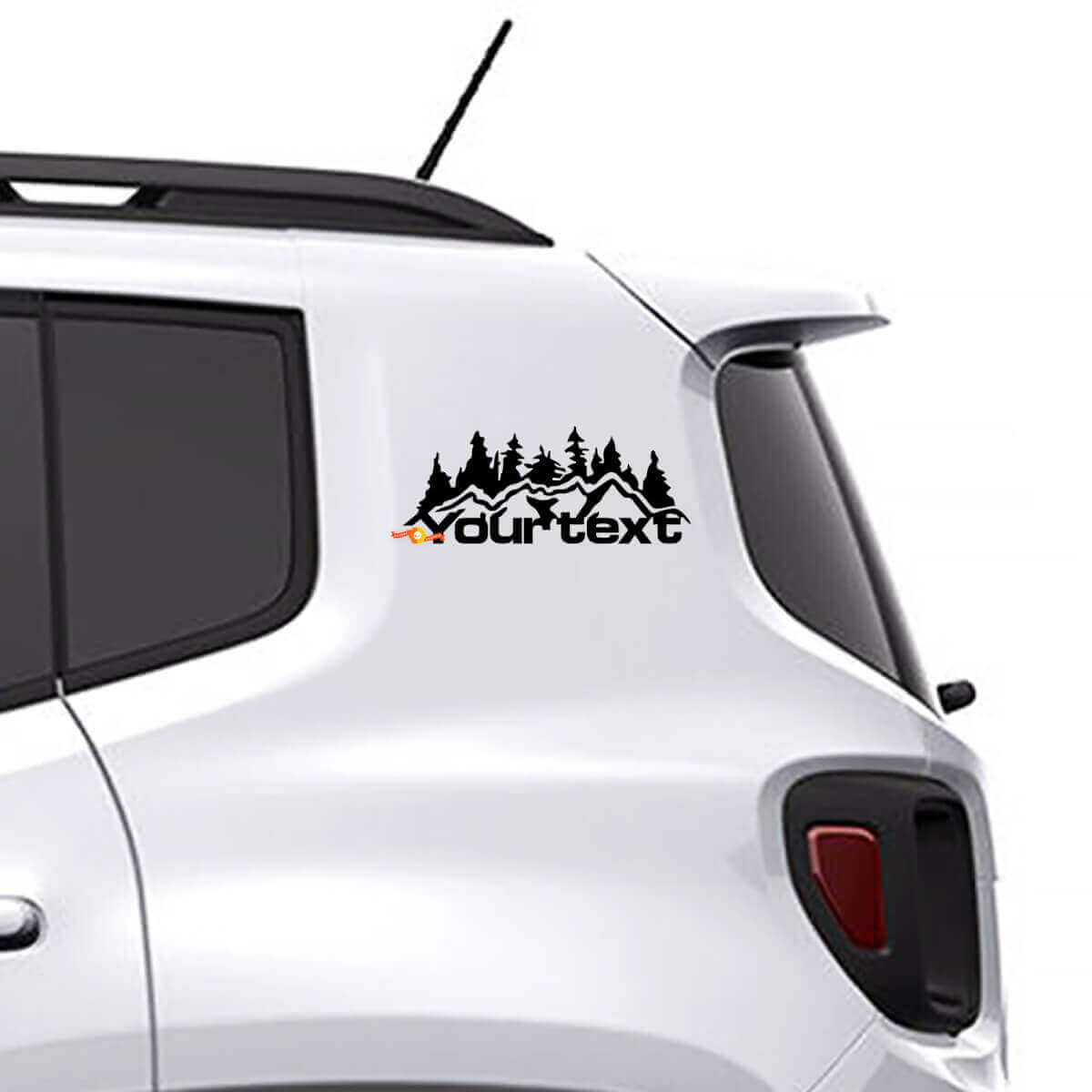 Aangepaste Tekst Bergen Bos Vinyl Decal Sticker Graphic voor Jeep Renegade