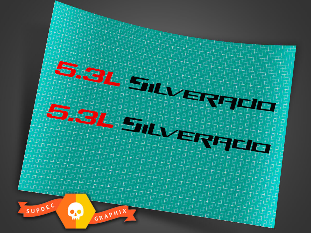 5.3L SILVERADO (1 paar) Hood sticker stickers Voor Chevy Silverado 14 1/2L X 3/4 H
