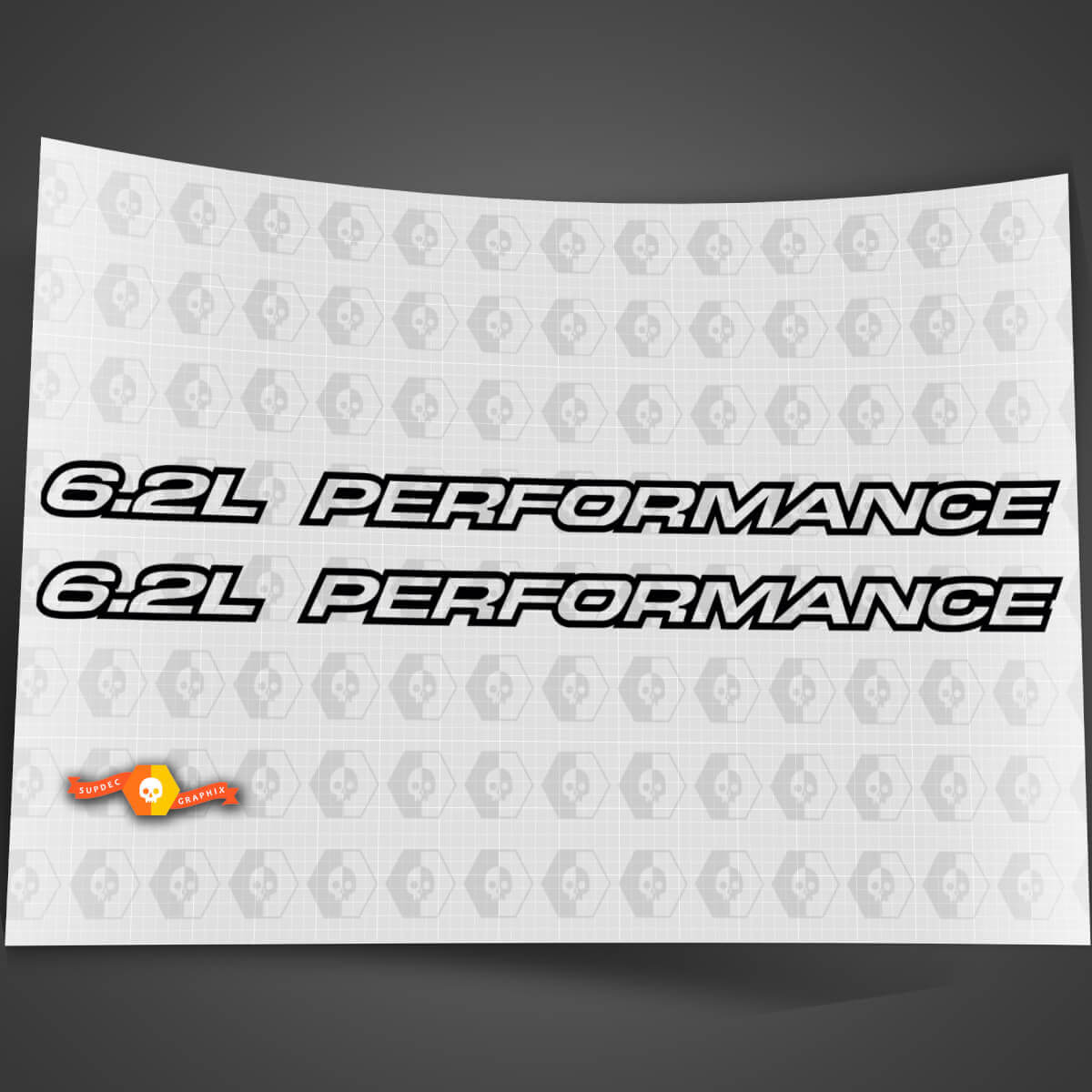 6,2L Performance Outline-serie past op Chevy 1500, 2500 vinyl motorkapstickerstickers
