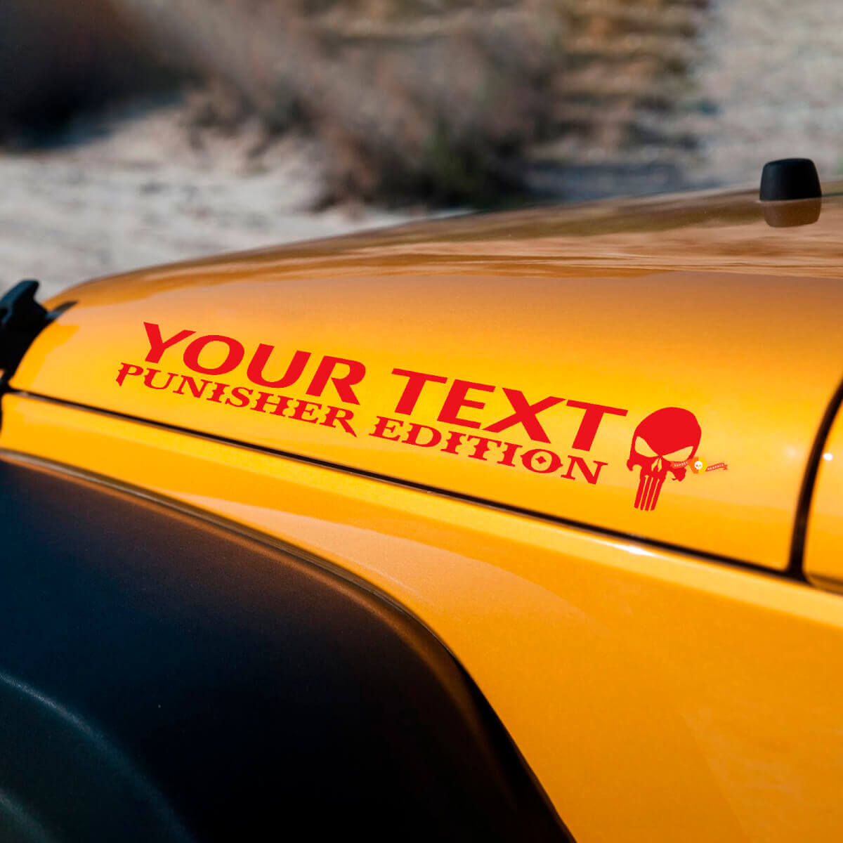 Custom Tekst Punisher Editie Kap Vinyl Decal Set voor Jeep Wrangler
