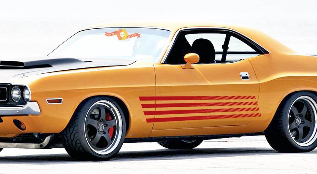 Rally Side Strobe Stripes Vinyl Stickers Kit voor Dodge Challenger 1972–1974