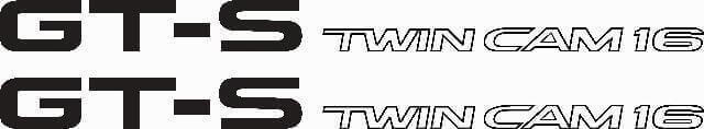 GT-S Twin Cam 16 zijdelingse vinylstickerset voor Toyota Corolla AE86