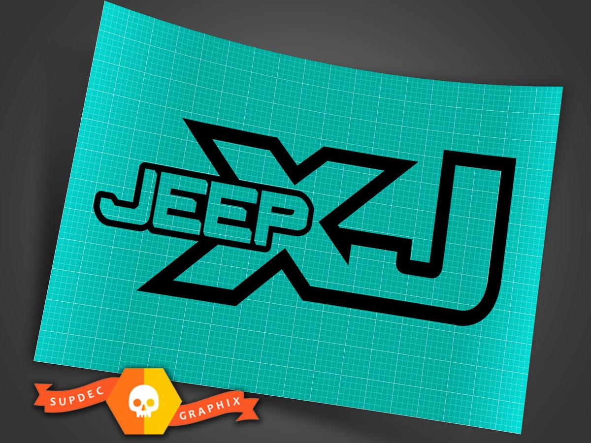 Jeep XJ - Zwart - Vinyl Decal Sticker Off Road Cherokee Trails Rock Crawling 4x4