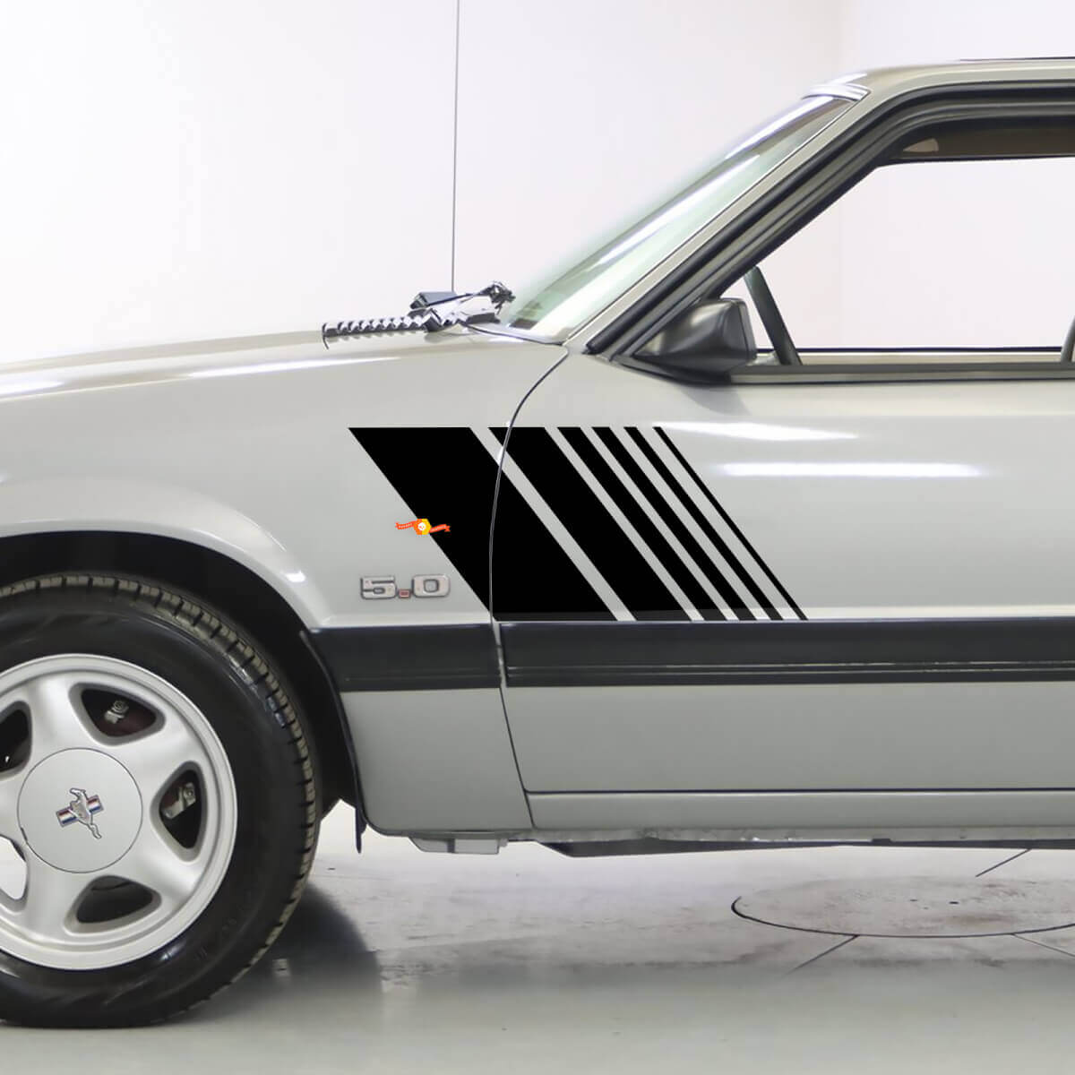 Verweerde Zijstrepen Stroboscoop Stickers Decal Kit voor Ford Mustang 1979-93