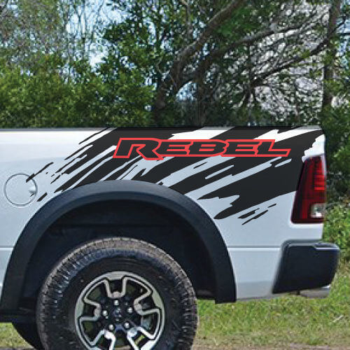 Rebel Splash Achterkant Zij Vinyl Decal Kit voor Dodge Ram