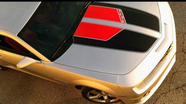 Twin motorkapstrepen vinyl decalset voor Chevrolet Camaro SS 2010-2013