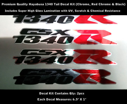 1340 R Sticker Hayabusa Kit 2 stuks GSXR Chroom Zwart Rood Chroom 6.5
