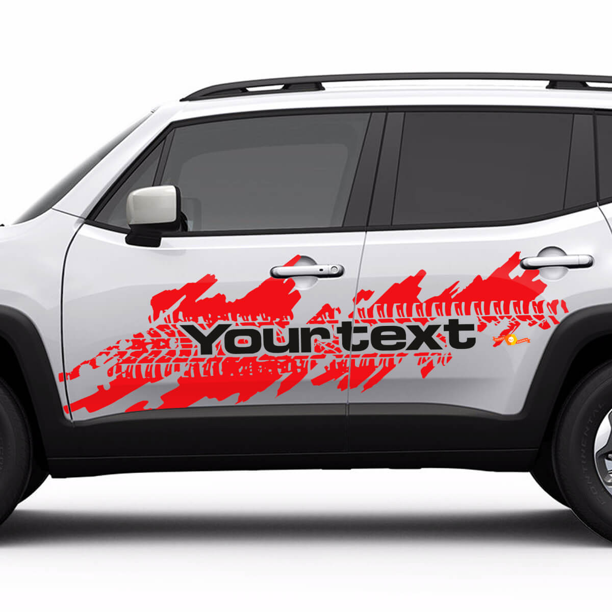 Jeep Renegade Side Splash Tyre Tracks Logo Graphic Vinyl Decal Sticker 2 kleuren