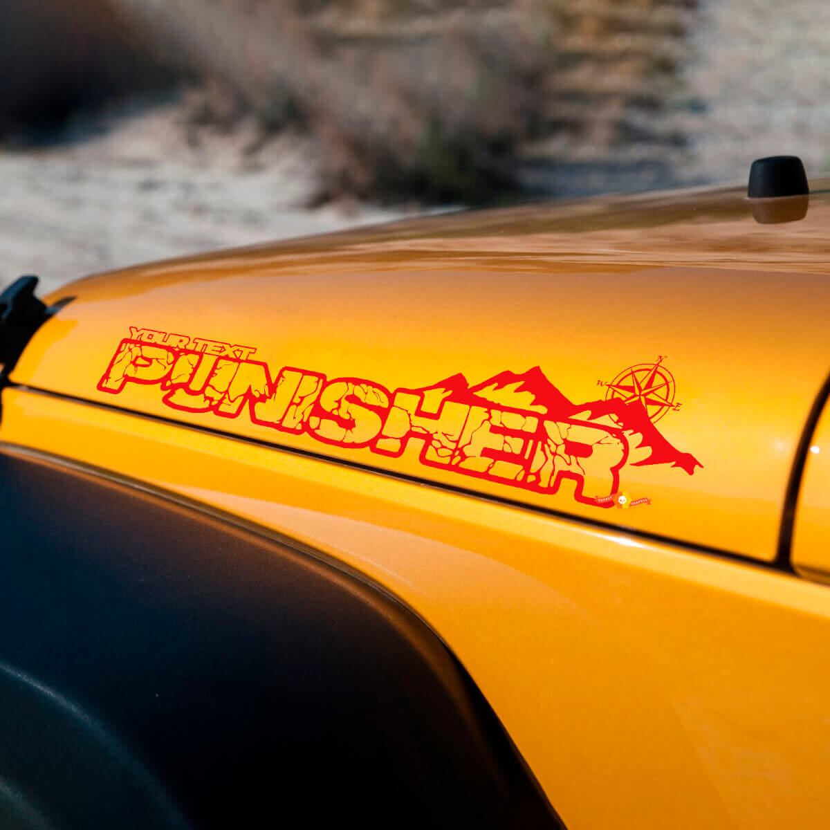 Custom Punisher-stijl motorkap zij vinyl stickers set voor Jeep Wrangler