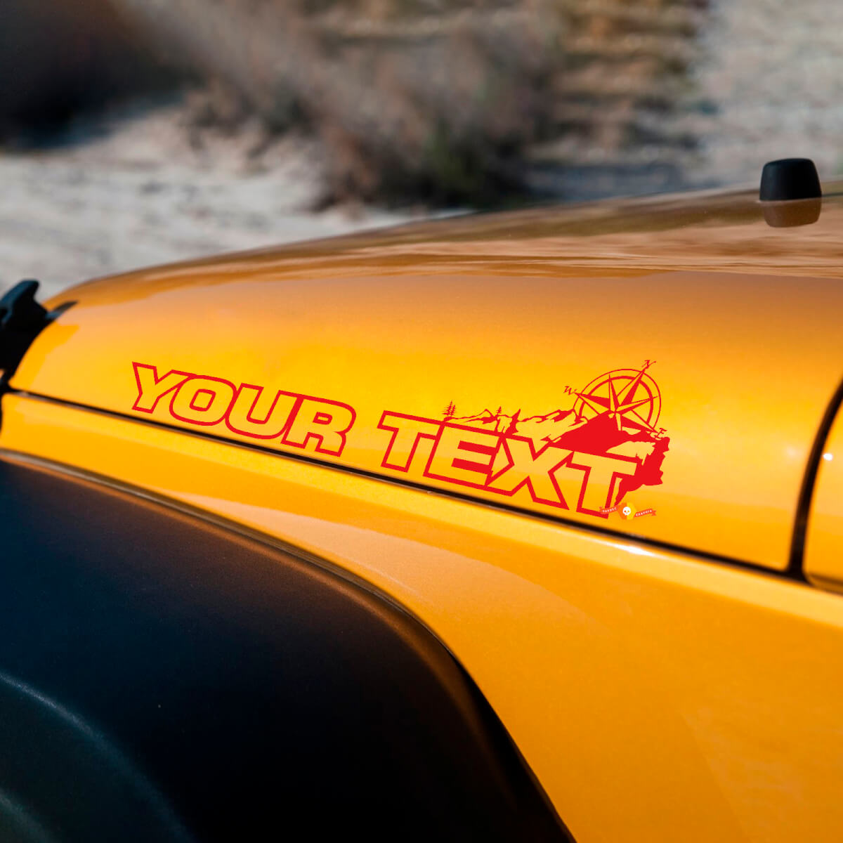 Paar Jeep Wrangler Rubicon Vinyl Hood Stickers Decals Onbeperkt of AANGEPASTE TEKST
