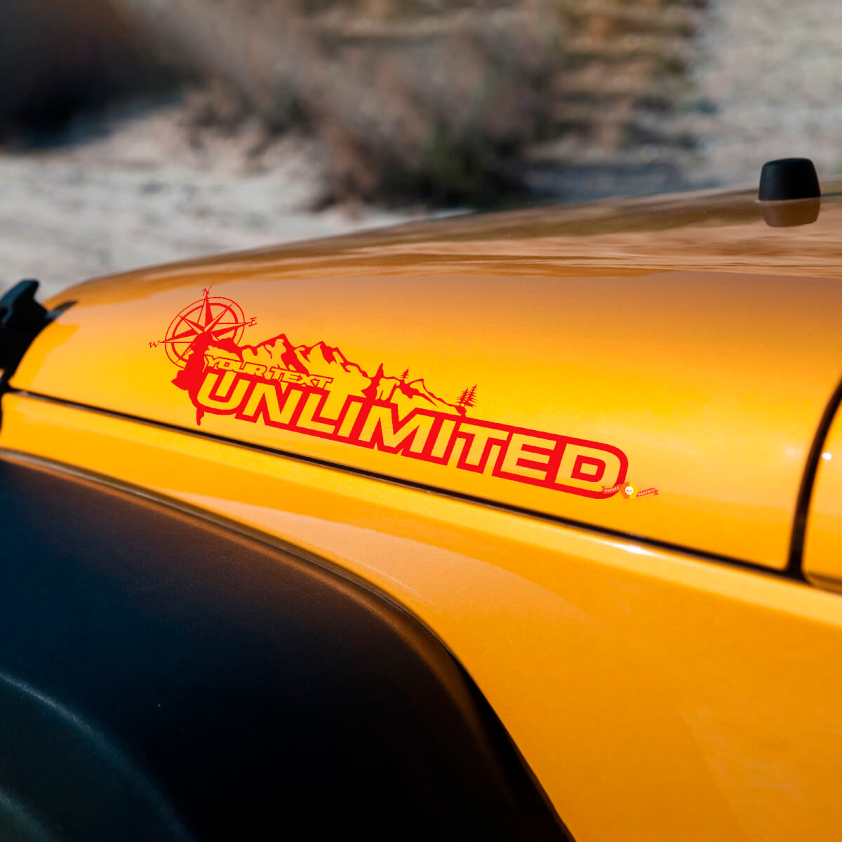 Paar Jeep Wrangler Unlimited Vinyl Hood Stickers Decals berg compas
