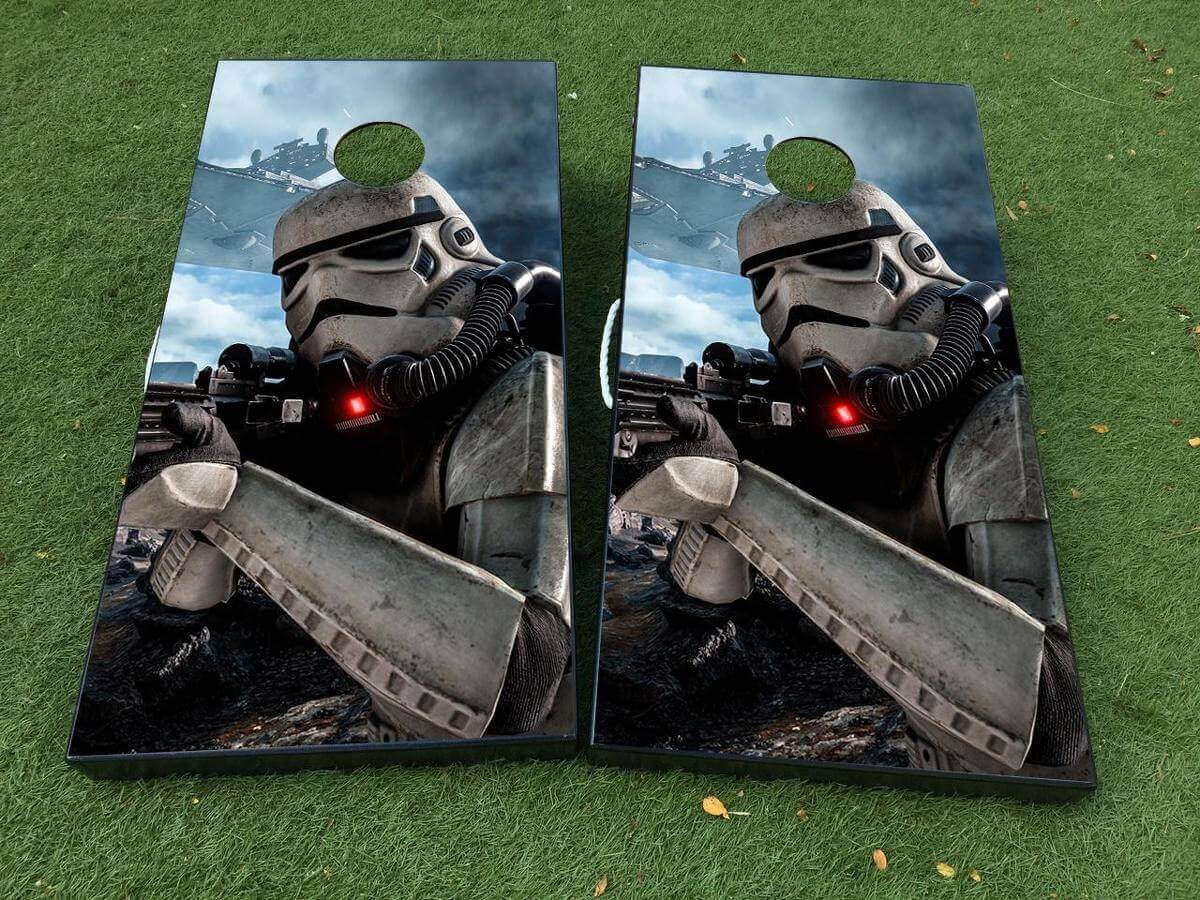 Stormtrooper Geïnspireerde Cornhole Bord Vinyl Wrap Decal Set
