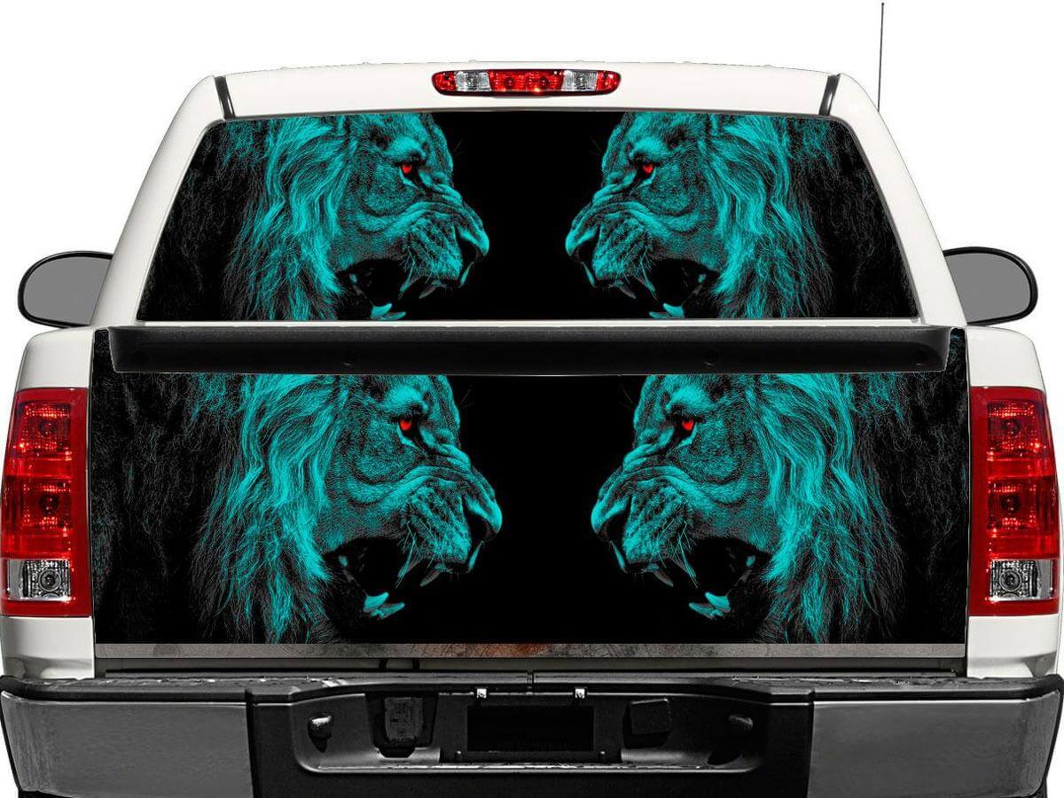 Woedende Leeuwen Achterruit- of Achterklep Vinylsticker voor Pick-Up Trucks SUV's