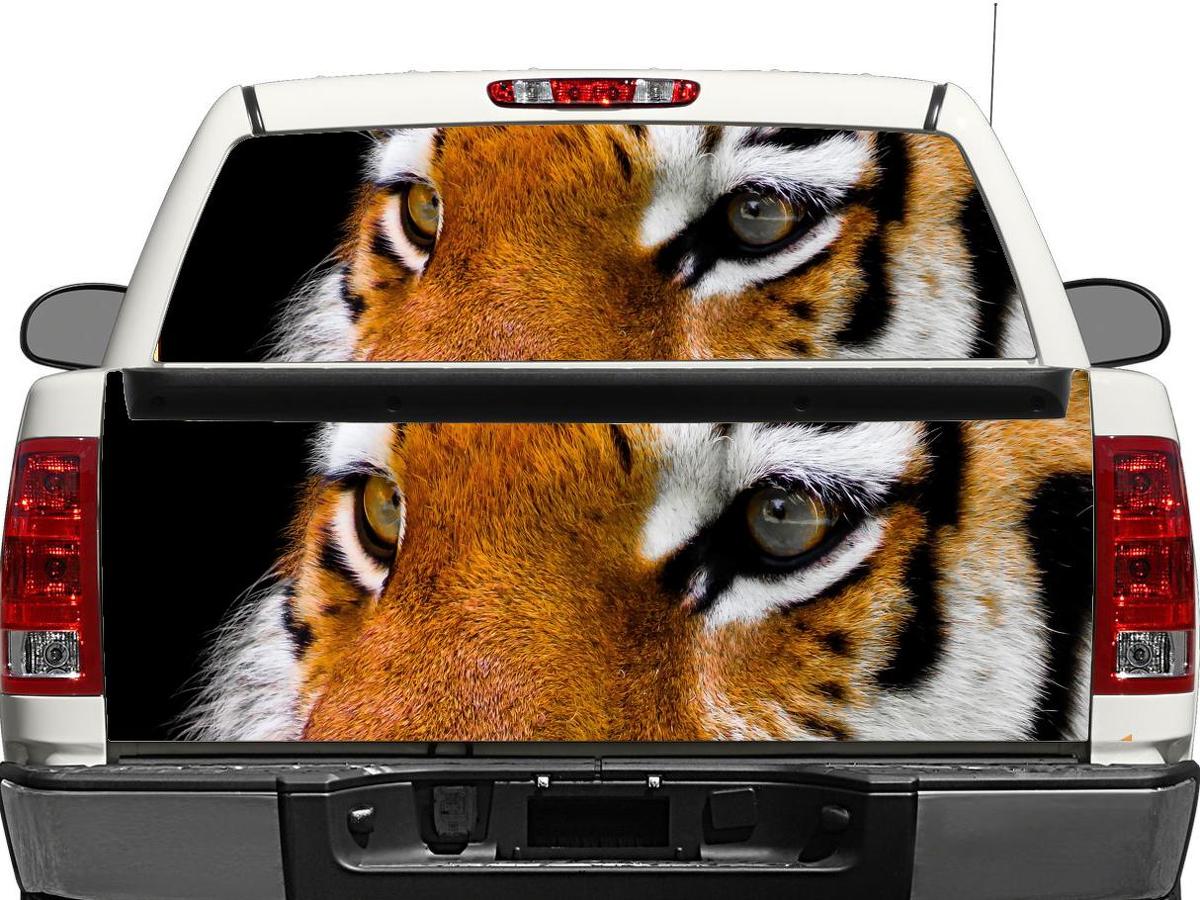 Eyes of the Tiger achterruit- of achterklepvinylsticker voor pick-uptrucks en SUV's