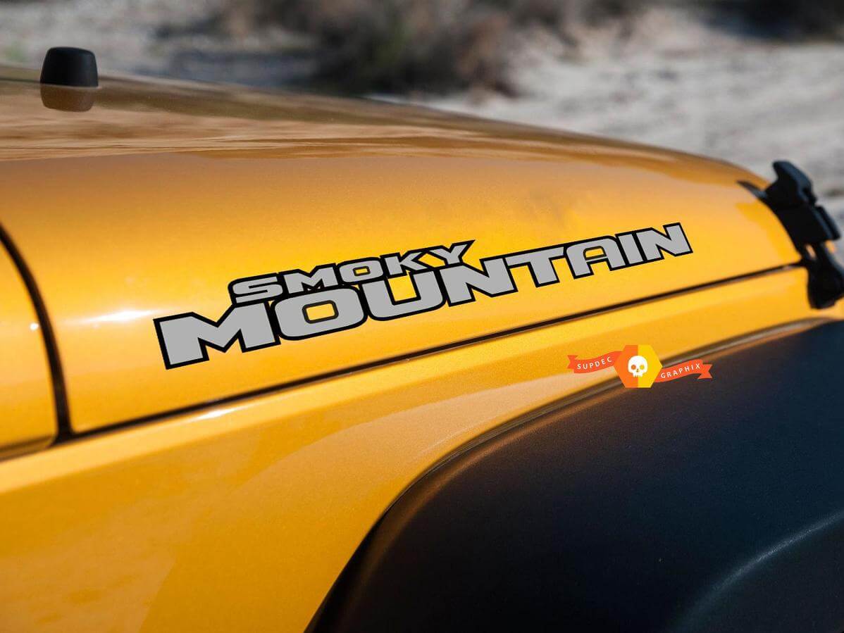Smoky Mountain Motorkap Zij Vinyl Decal Set voor Jeep Wrangler JK TJ YJ