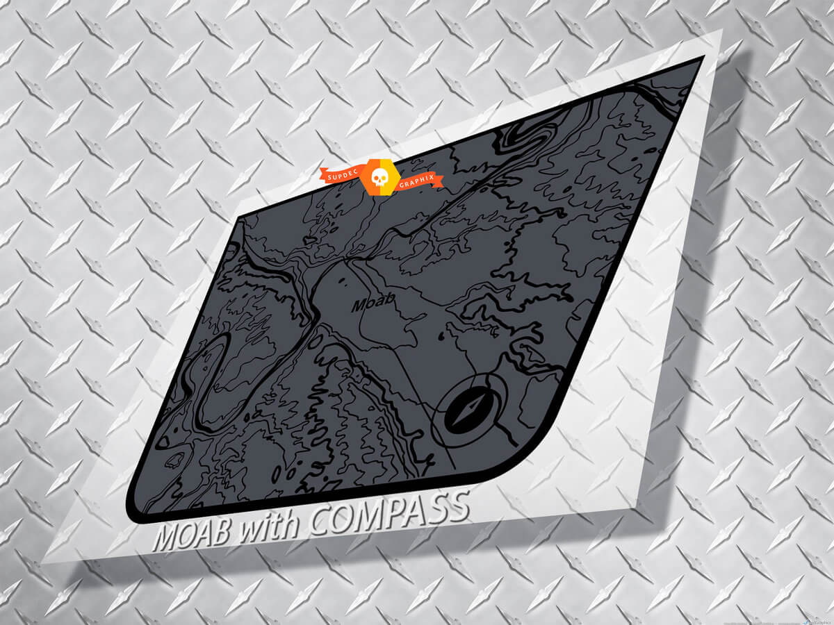Moab-kaart met kompas Blackout motorkap vinylsticker voor Jeep Wrangler