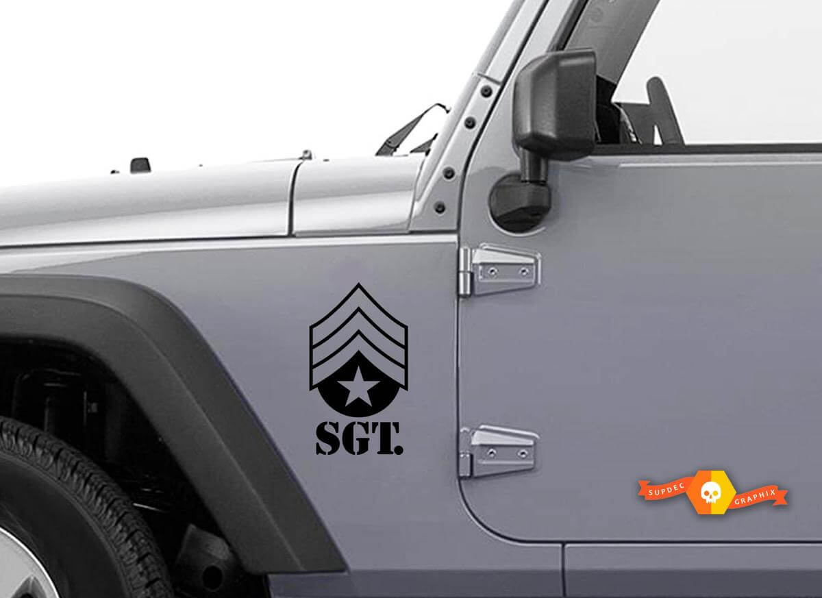 Militaire Sergeant SGT Zijspatbord Decal Kit voor Jeep Wrangler TJ LJ JK