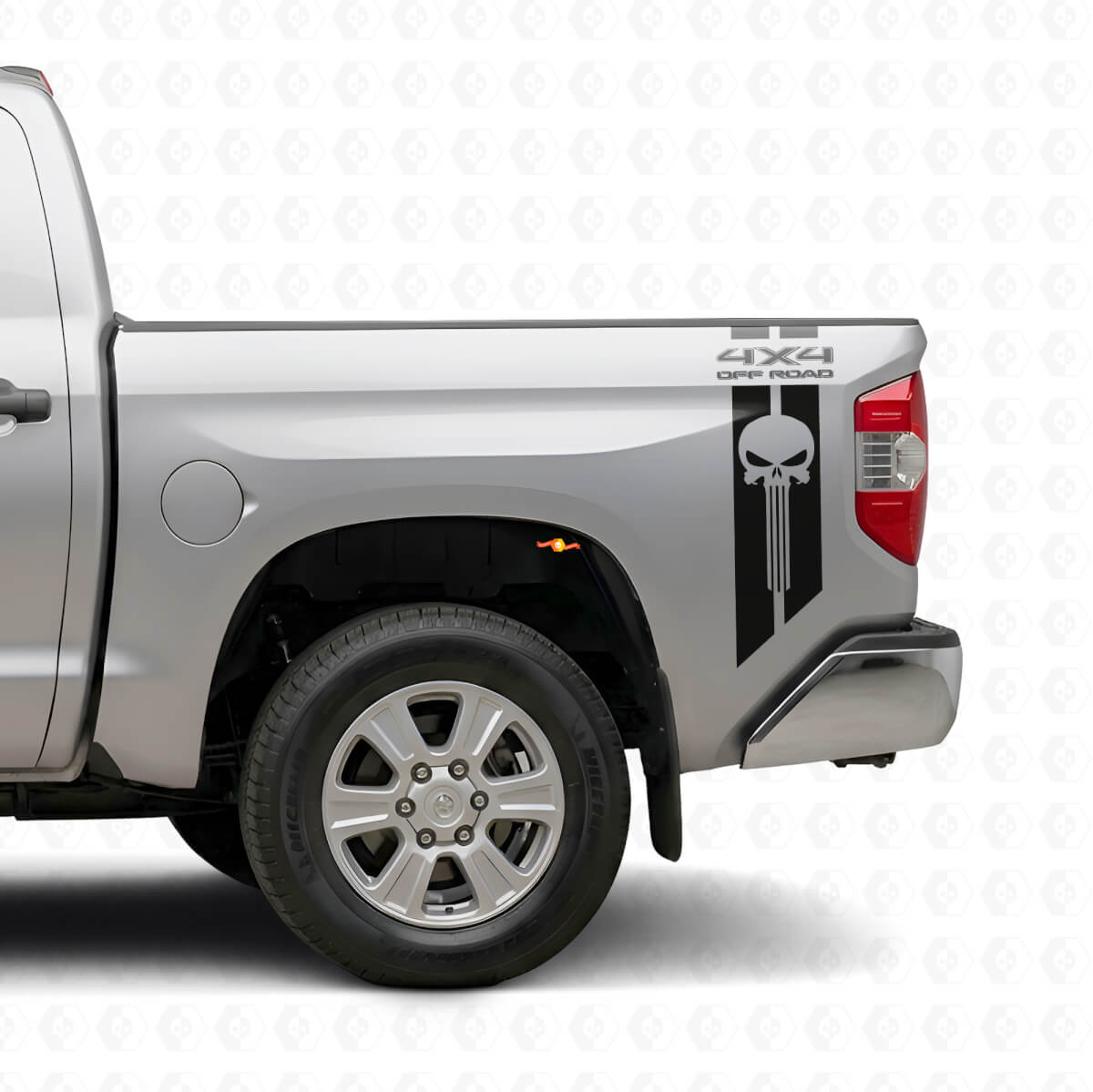 4x4 Off Road Punisher Skull Achterkant Zijvinyl Sticker Set voor Toyota Tacoma Tundra